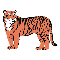 Tiger Side Filled Stroke PNG & SVG Design For T-Shirts