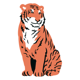 Tiger sitting filled stroke Transparent PNG