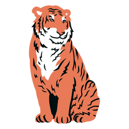 Tigre sentado em cheio Desenho PNG