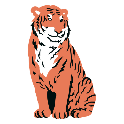 Tiger sitzt gefüllt Schlaganfall PNG-Design