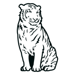 Tiger sitting stroke PNG Design