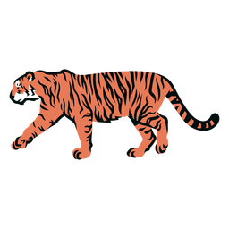 Tiger walking filled stroke Transparent PNG