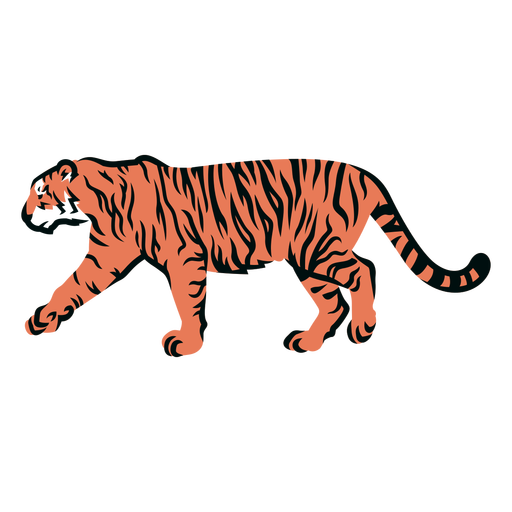 Tiger Walking f?llte Schlaganfall PNG-Design