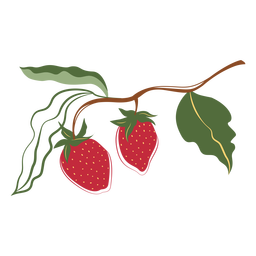 Two strawberries branch illustration PNG Design