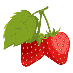Zwei Erdbeeren mit Blattillustration PNG-Design