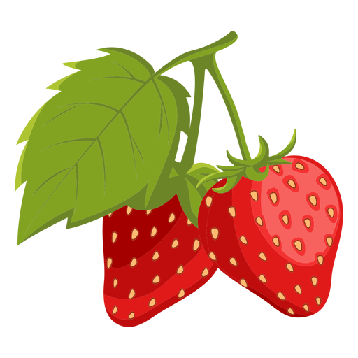 Two strawberries with leaf illustration