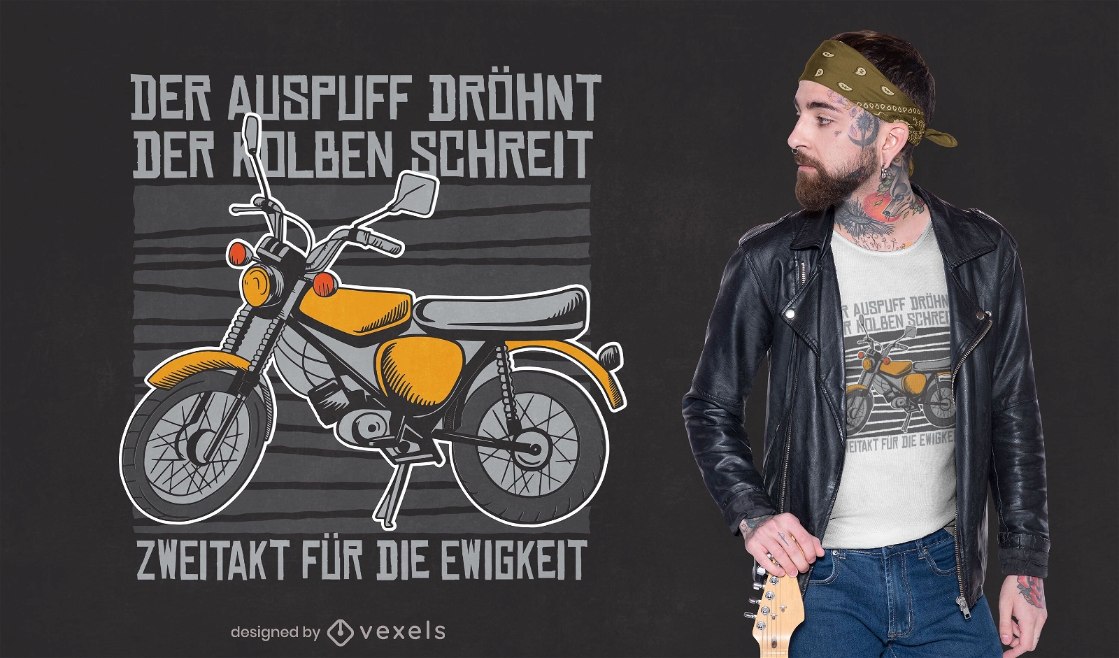 Diseño de camiseta de cita alemana de moto