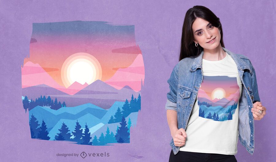 Sunset landscape t-shirt design Sunset landscape t-shirt design