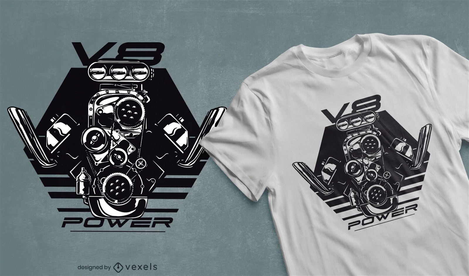 Design de camiseta V8 Power