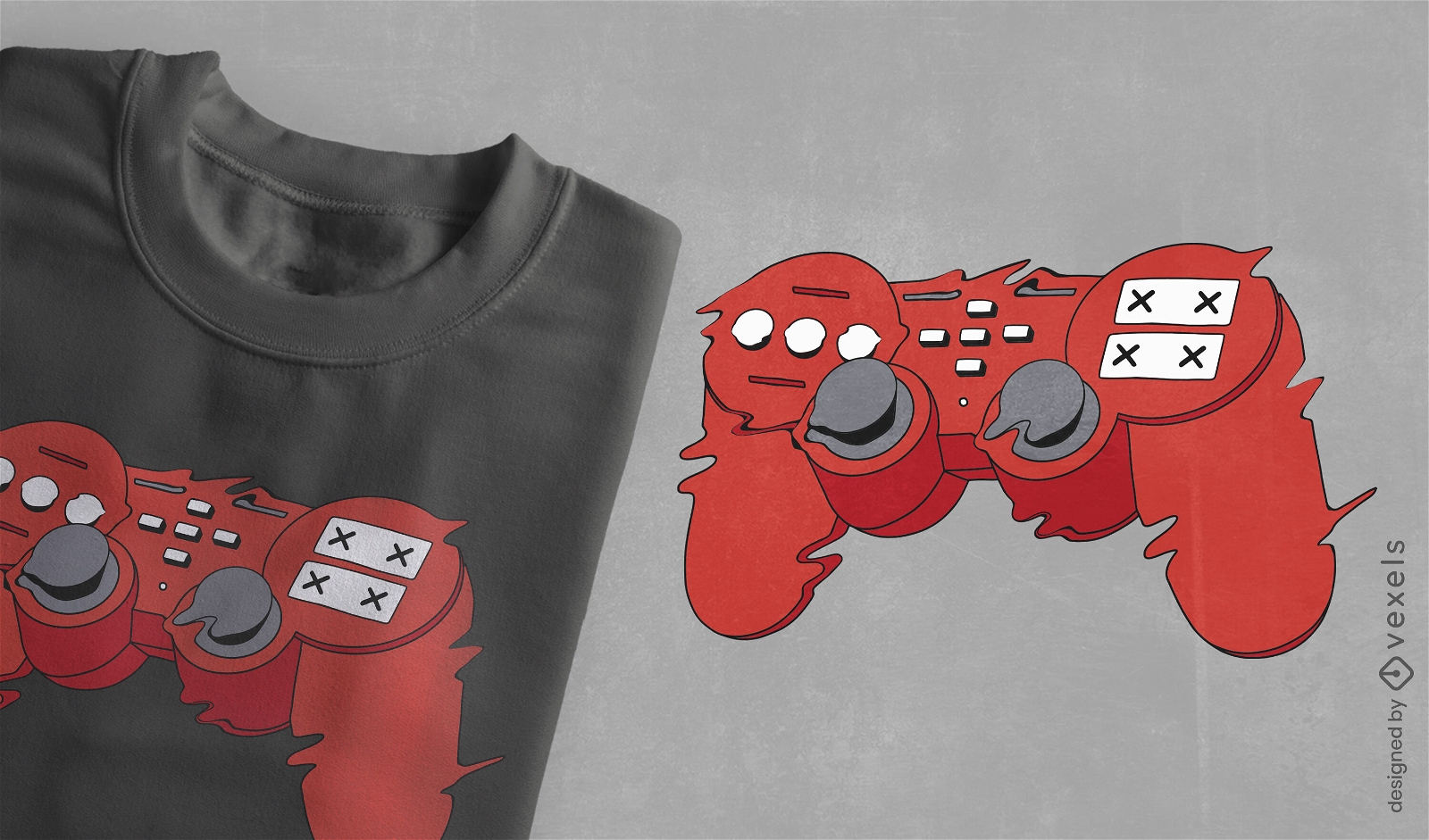 Diseño de camiseta con joystick glitch