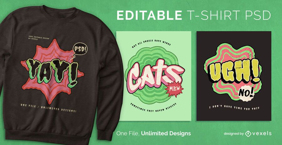 Comic text scalable t-shirt psd Comic text scalable t-shirt psd