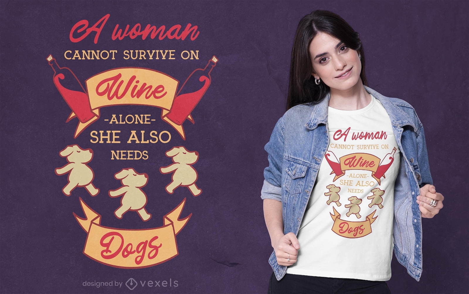 Dogs wine love t-shirt design