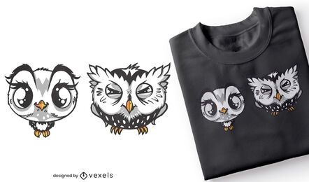 Cute and grumpy owls t-shirt design