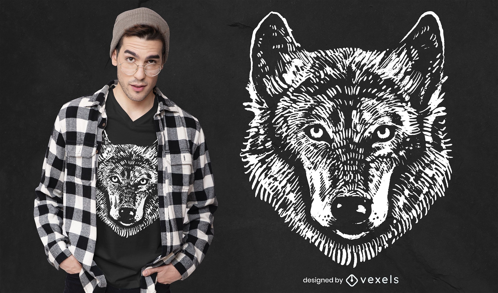 Monochromes Wolf-T-Shirt Design