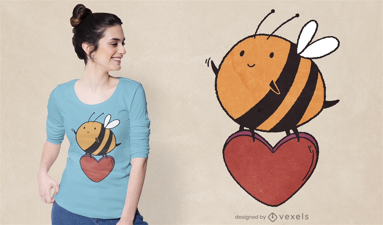 Lindo diseño de camiseta de abeja