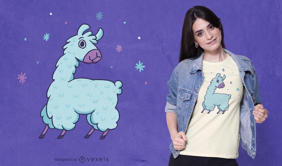 Cute blue llama t-shirt design Cute blue llama t-shirt design