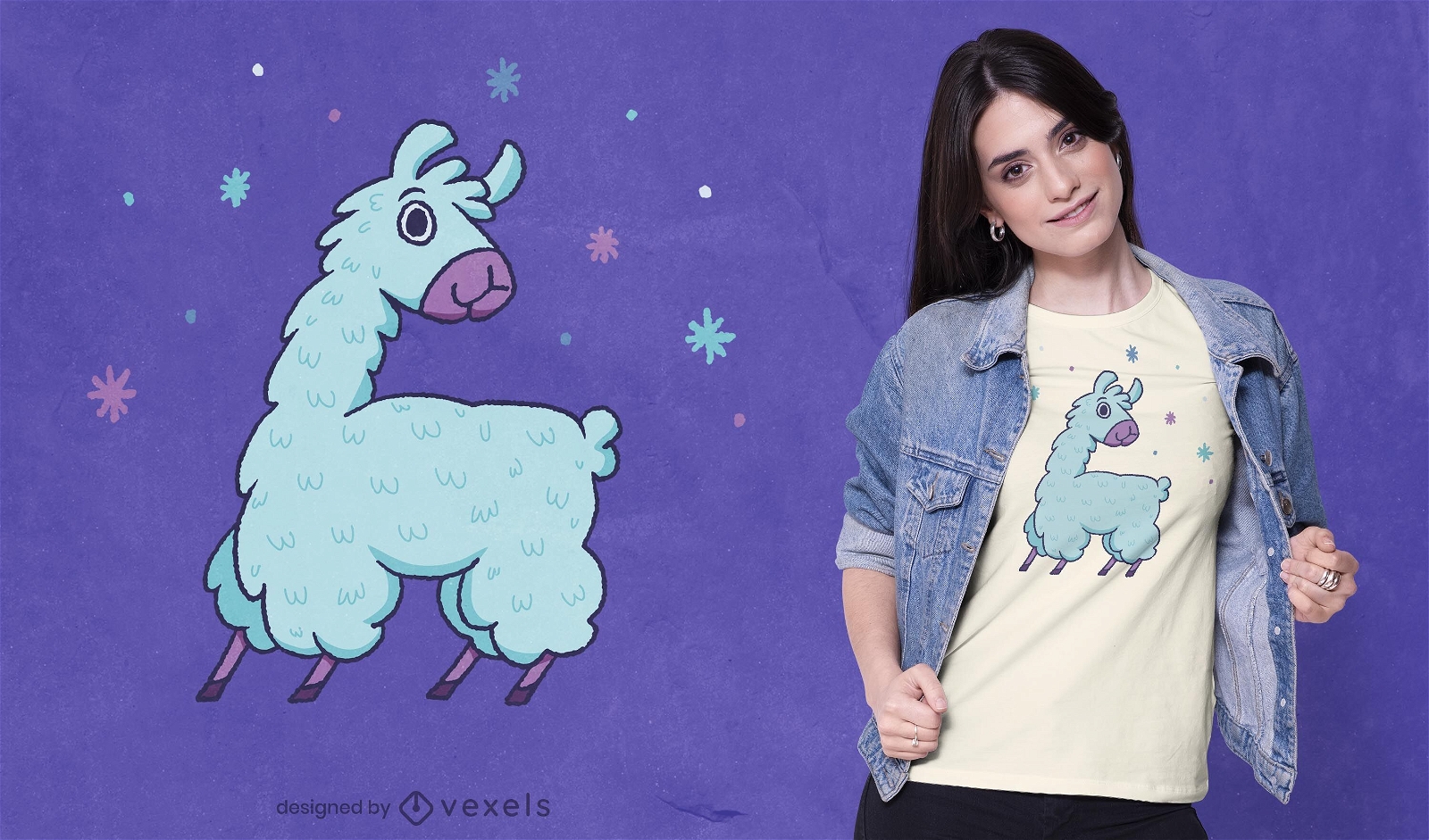 Cute blue llama t-shirt design