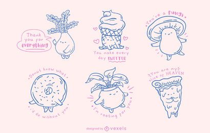 Kawaii misc objects doodle set