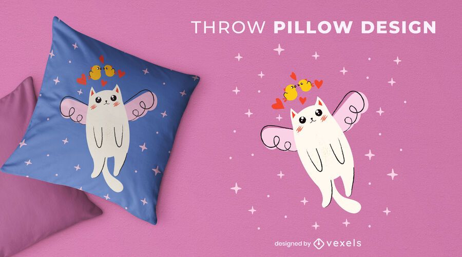 Diseño lindo de la almohada del tiro del gato volador Diseño lindo de la almohada del tiro del gato volador
