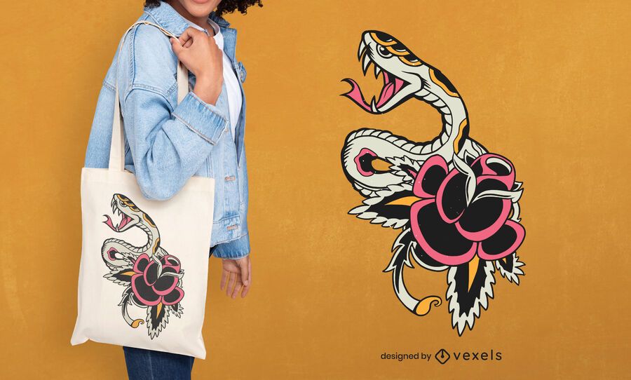 Snake tattoo tote bag design Snake tattoo tote bag design