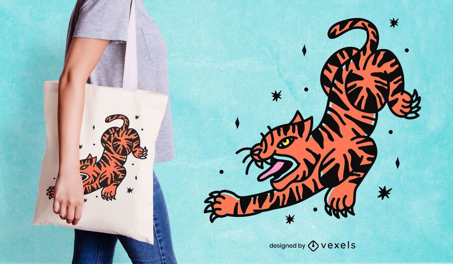 Tiger tattoo tote bag design Tiger tattoo tote bag design