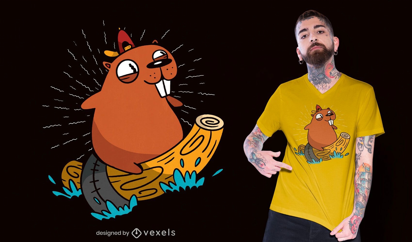 Diseño de camiseta surfing beaver.