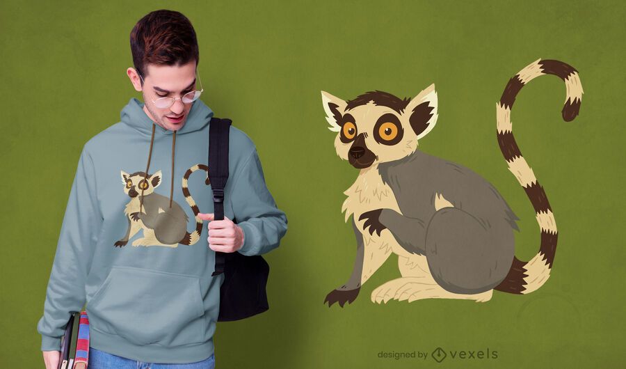 Diseño de camiseta animal lémur. Diseño de camiseta animal lémur.
