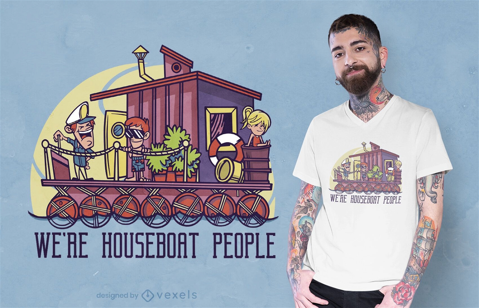 Hausboot Leute T-Shirt Design