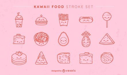 Conjunto de alimentos kawaii