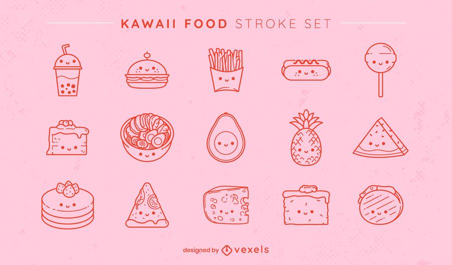 Conjunto de alimentos kawaii Conjunto de alimentos kawaii