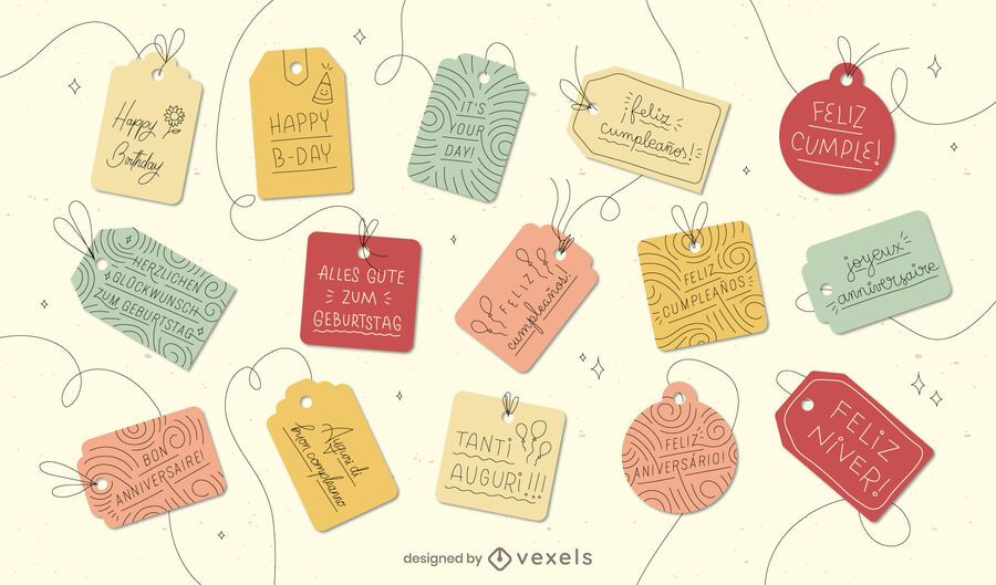 Conjunto de idiomas de etiquetas de regalo Conjunto de idiomas de etiquetas de regalo