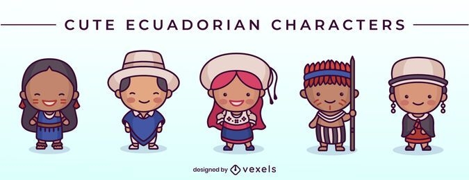 Lindo conjunto de caracteres ecuatorianos