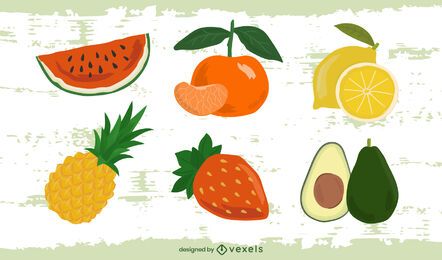 Conjunto de diseño de frutas de verano Conjunto de diseño de frutas de verano