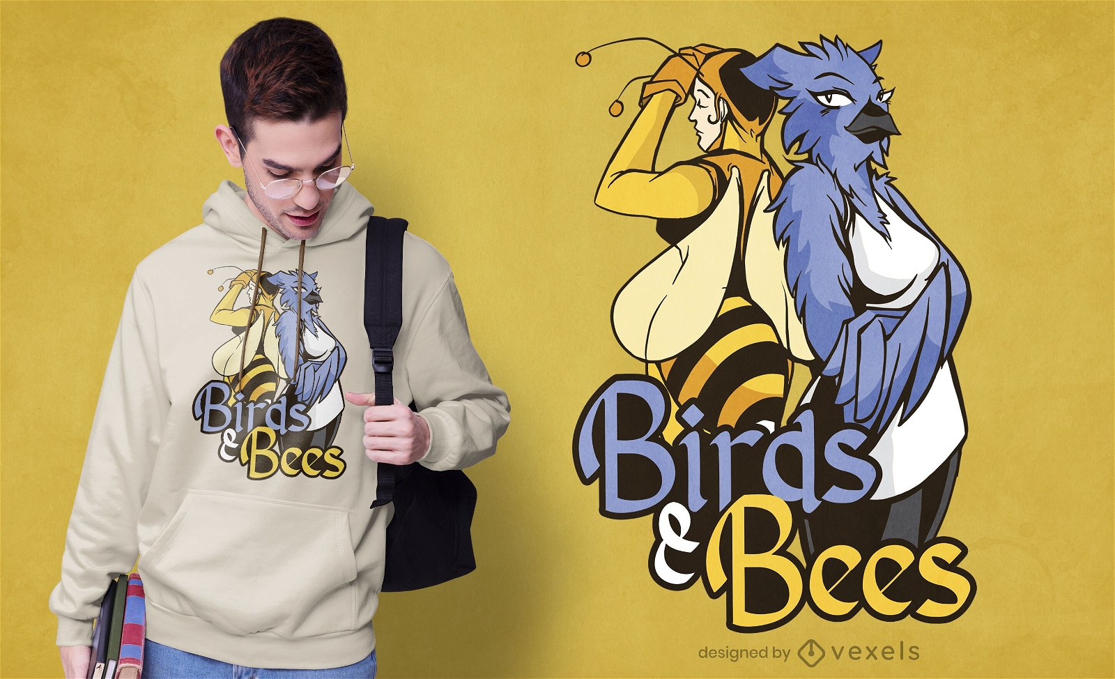 Vogel und Bienen T-Shirt Design