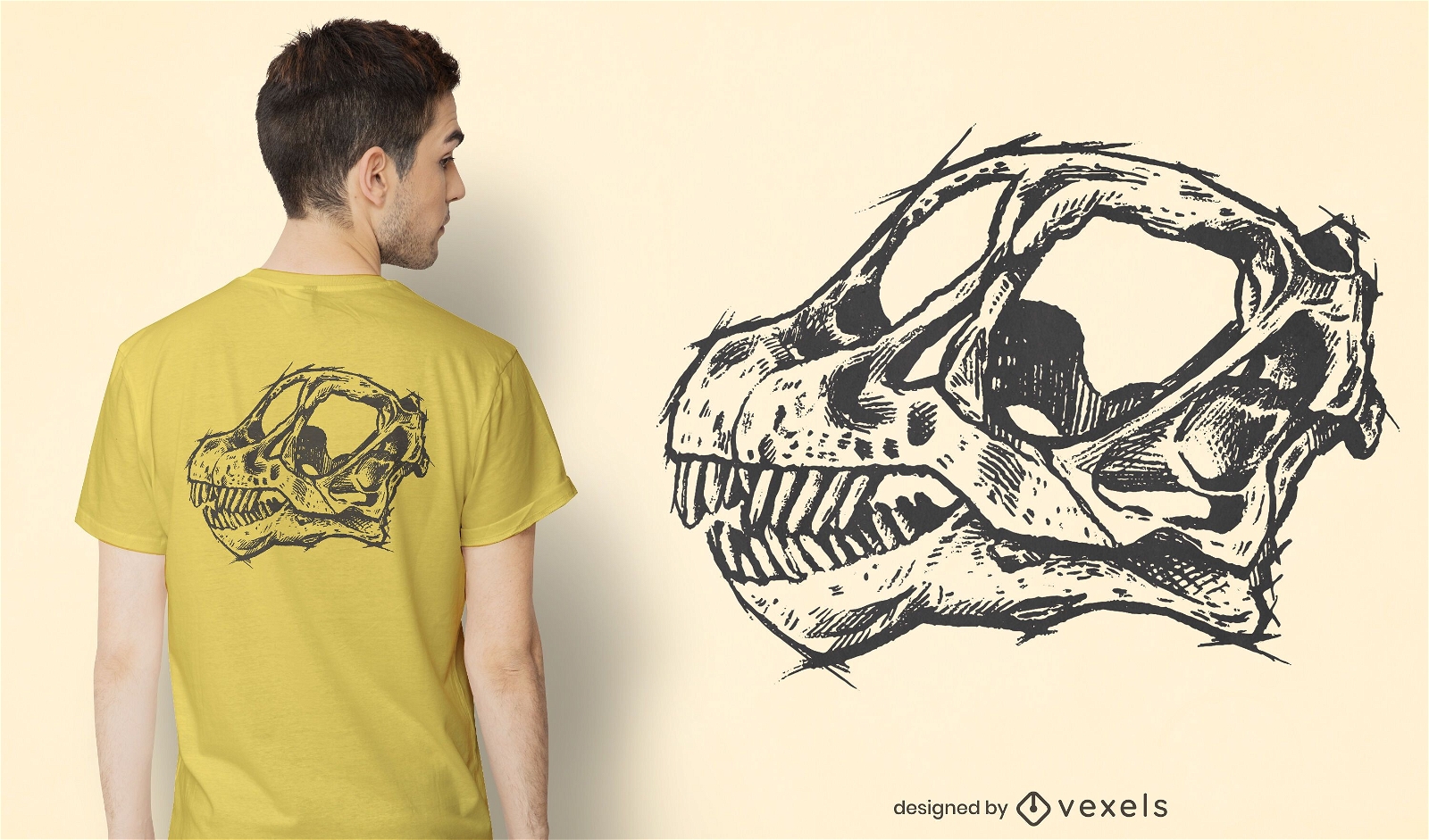 Design de camiseta com caveira Camarassauro