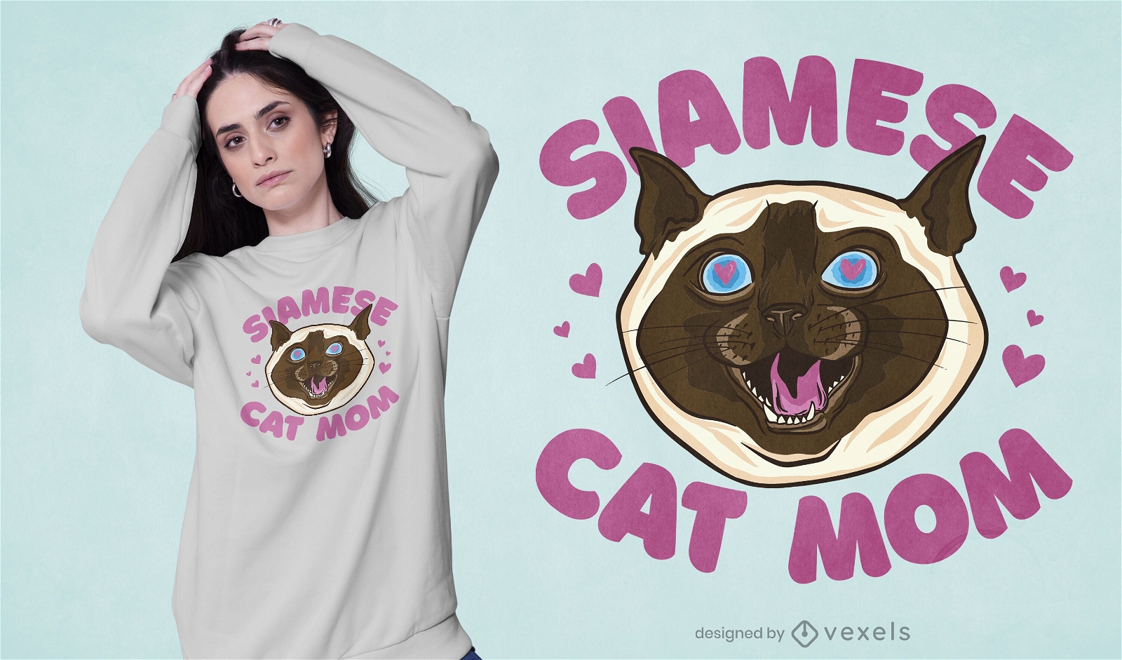 Design de t-shirt para m?e de gato siam?s
