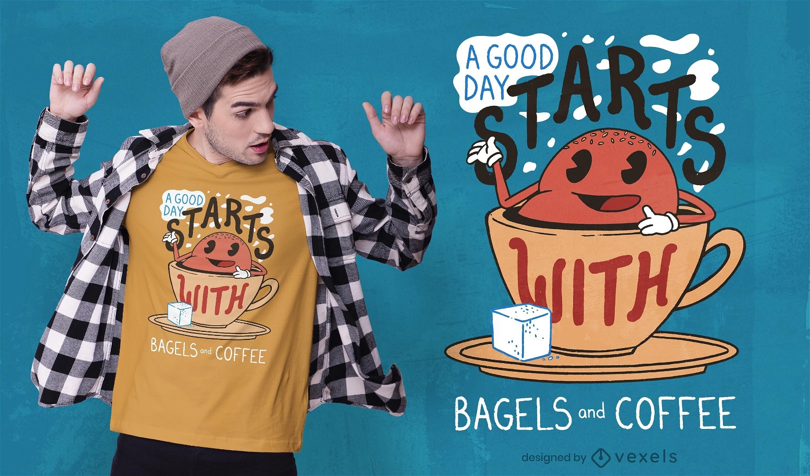Bagels and coffee t-shirt design