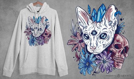 Design de t-shirt de gato místico
