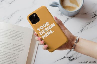 Phone case coffee mockup