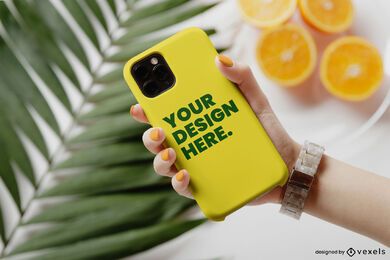 Phone case orange palm mockup Phone case orange palm mockup