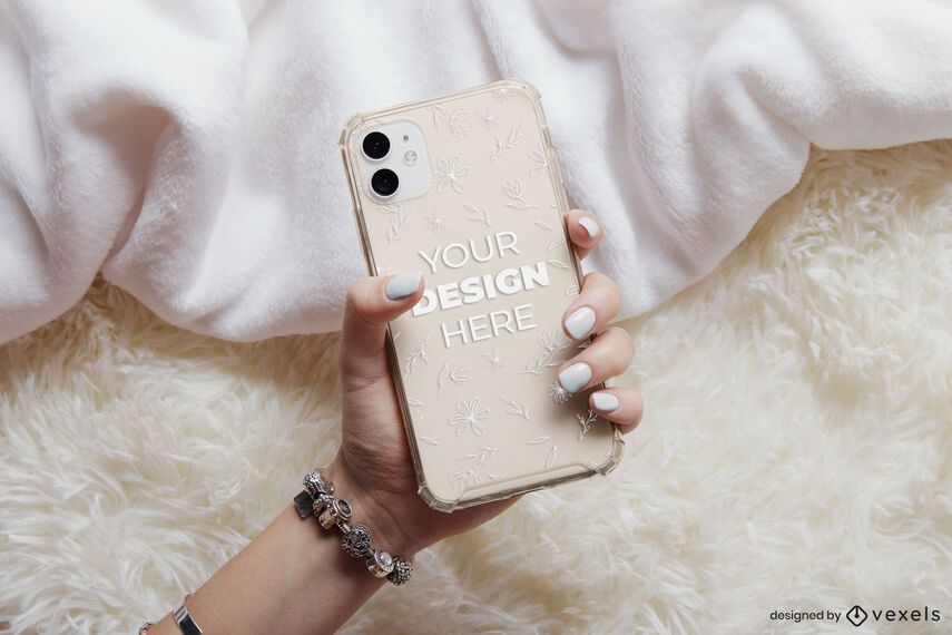 Phone case bed mockup composition Phone case bed mockup composition