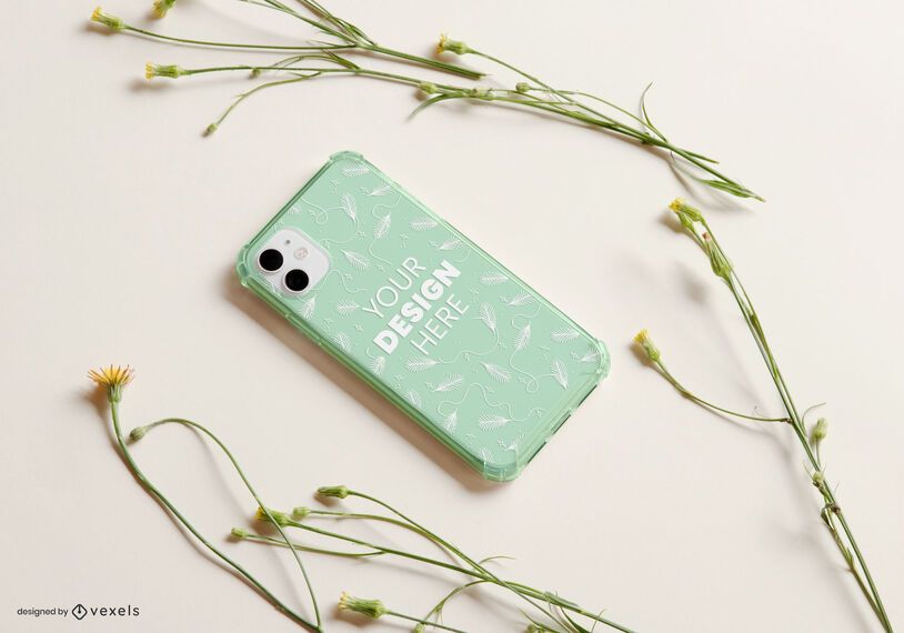 Phone case yellow flowers mockup Phone case yellow flowers mockup