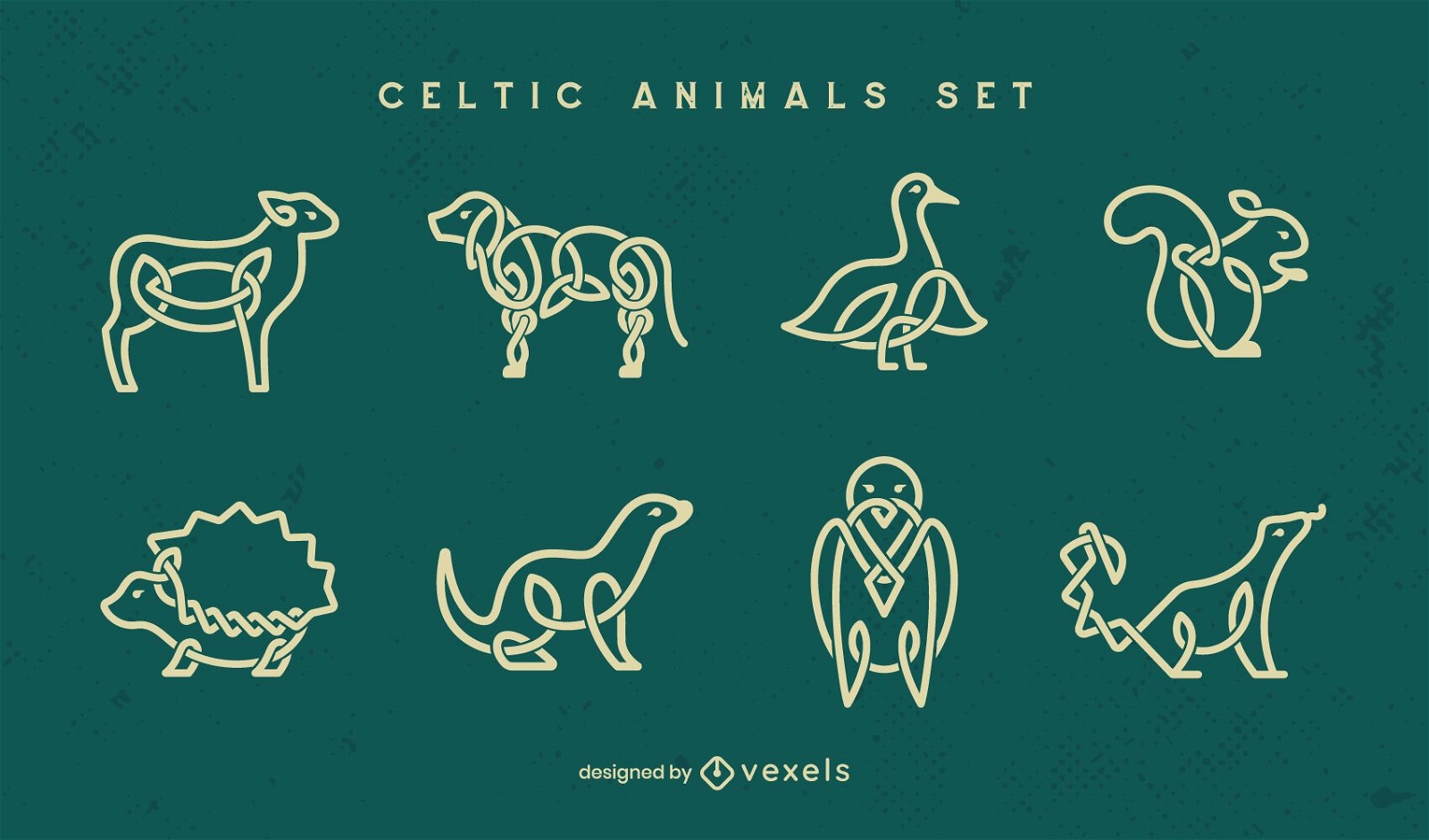 Conjunto de trazos de animales celtas
