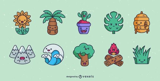 Free Vector  Collection of different cute nature stickers