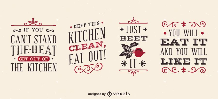 Vintage kitchen funny lettering set Vintage kitchen funny lettering set