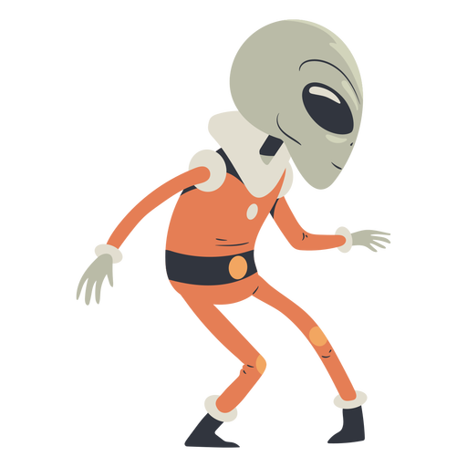 Personagem alienígena de joelhos dobrados