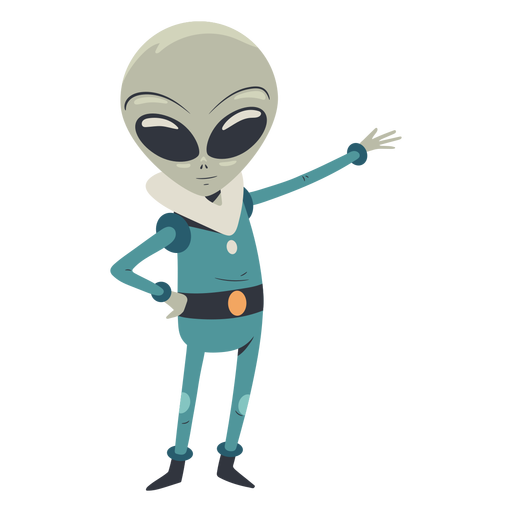 Personagem alien?gena com um bra?o estendido Desenho PNG