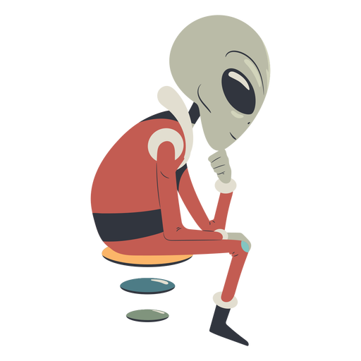 Außerirdischer sitzender Charakter PNG-Design
