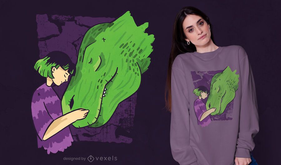 Girl dinosaur t-shirt design Girl dinosaur t-shirt design