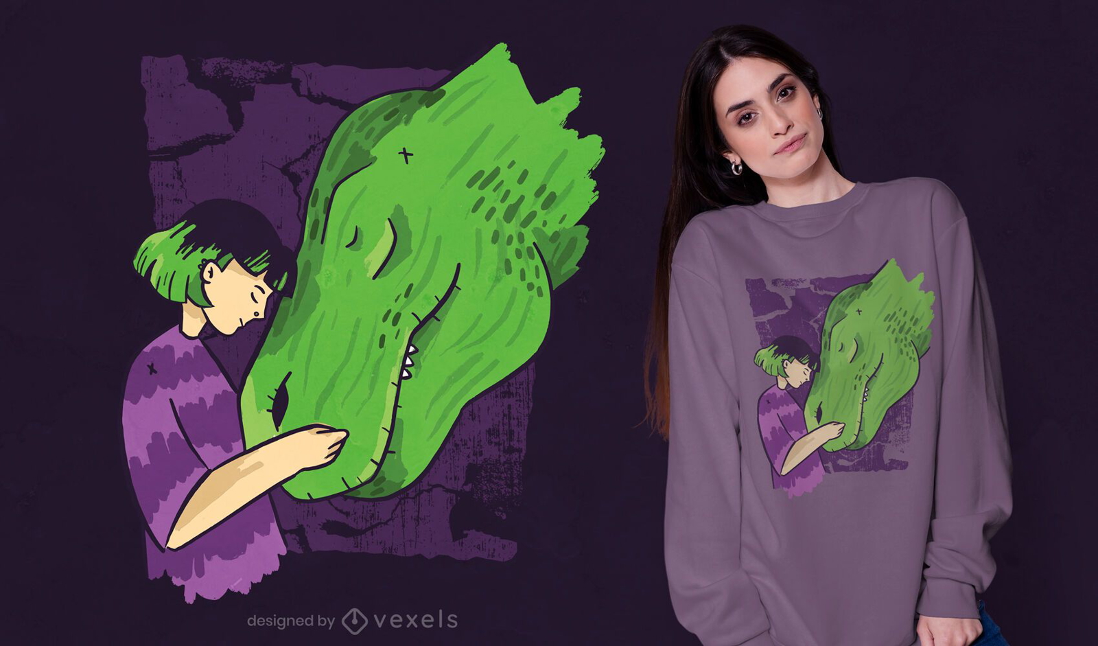 Girl dinosaur t-shirt design